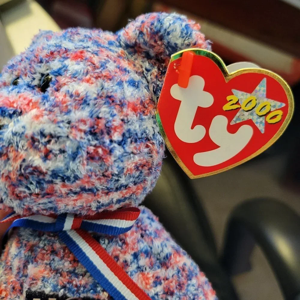 NWT RARE Ty USA Bear Collectible 2000 Beanie Baby Red White Blue With Errors
